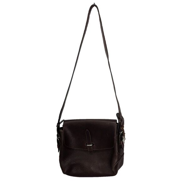 Vintage Dooney &‎ Bourke AWL Two Tone Brown Leather Shoulder Crossbody Bag Purse - Picture 1 of 14